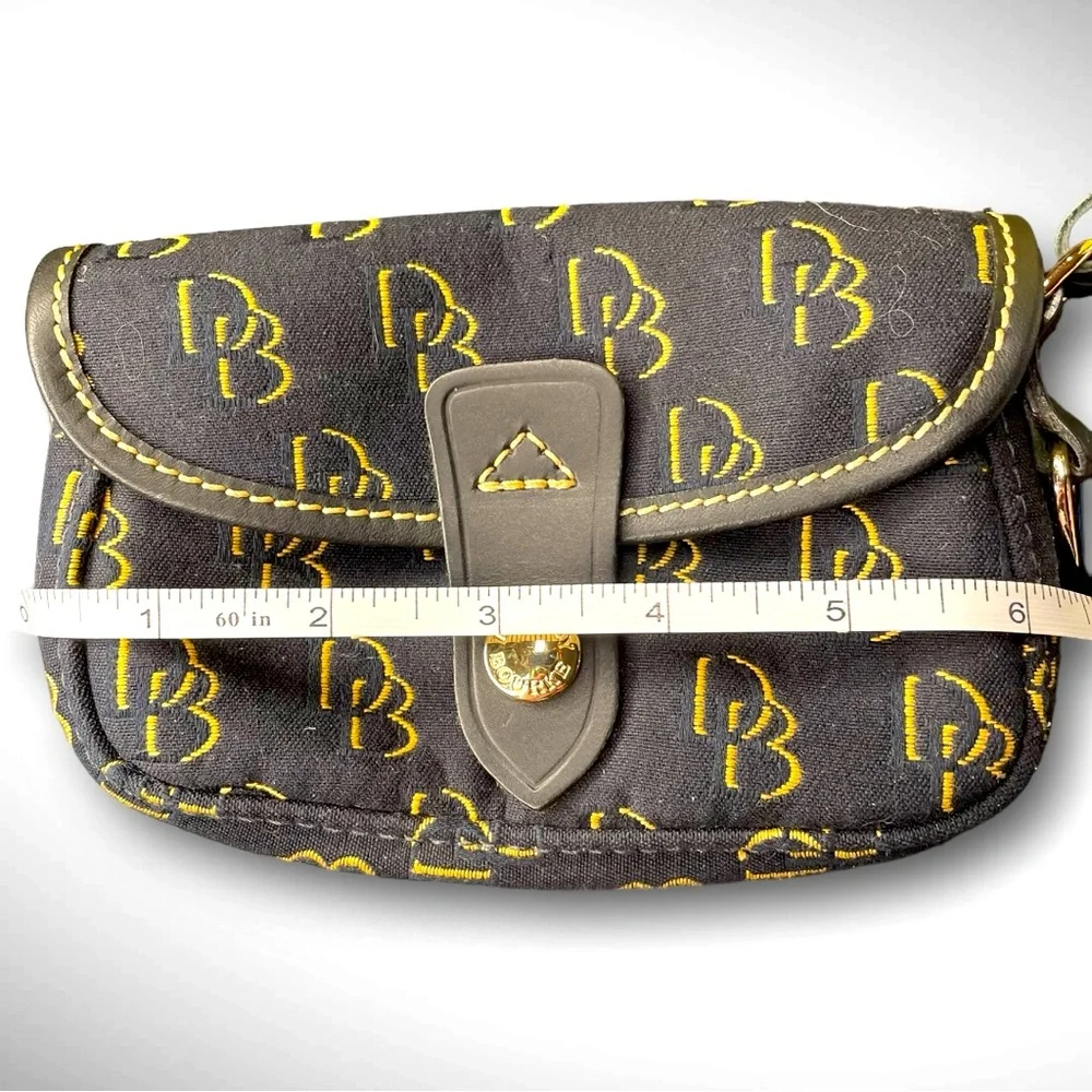 DOONEY & BOURKE 🪢 1975 SIGNATURE COLLINS FLAP CLUTCH IN BLACK & YELLOW - Picture 11 of 14